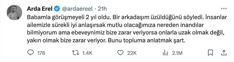 arda erel den dikkat ceken aile aciklamasi gundem oldu